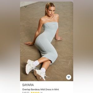 SAYARA overlap bandeau midi dress in mint